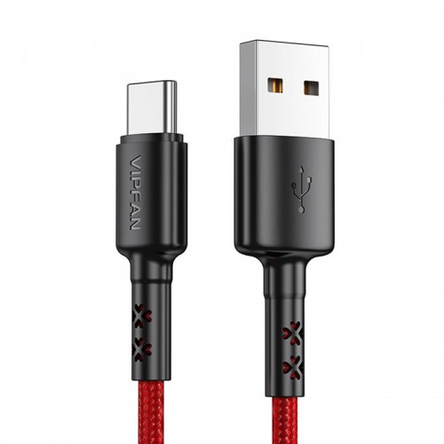 USB į USB-C laidas Vipfan X02, 3A, 1,8 m (raudonas)-Pagrindinis