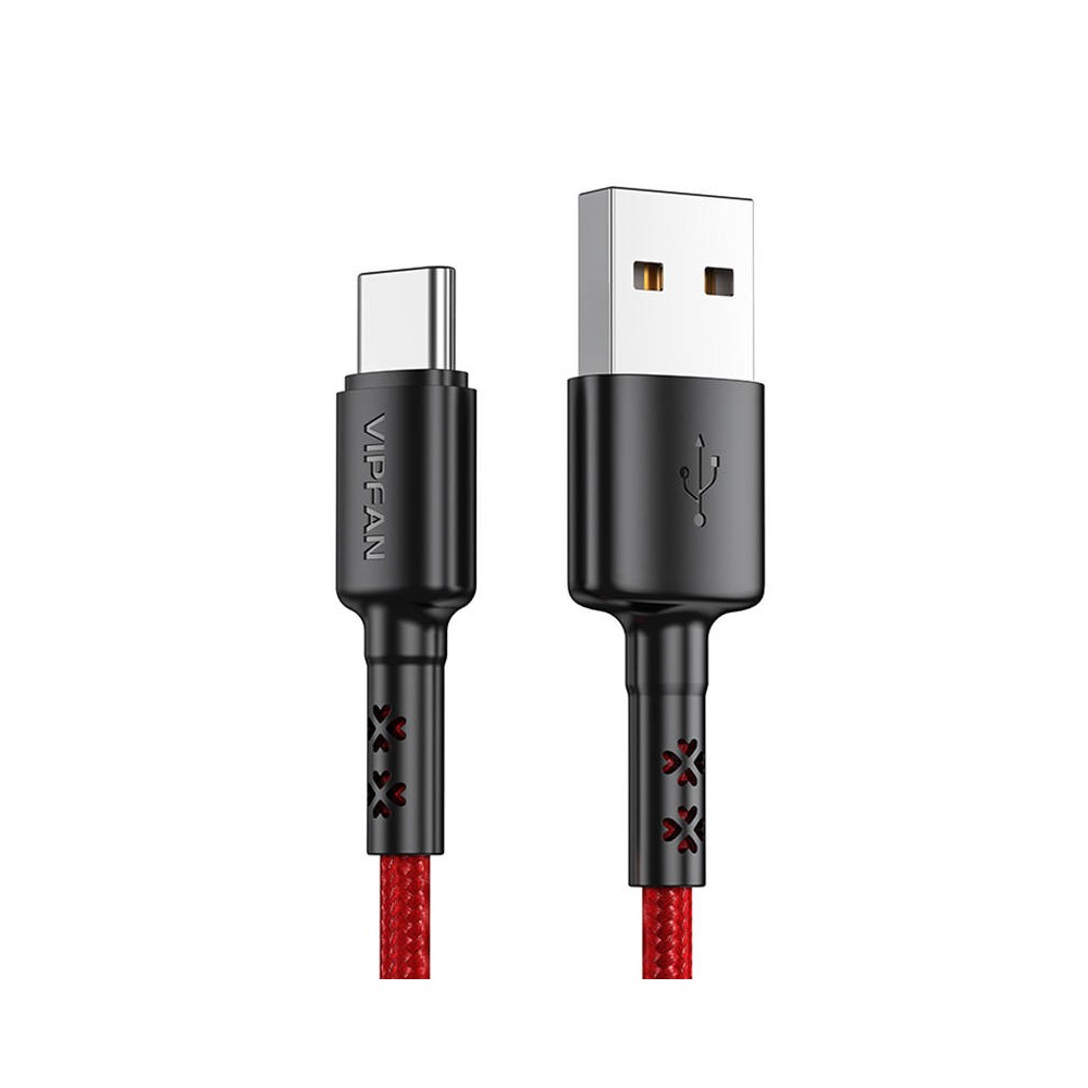 USB į USB-C laidas Vipfan X02, 3A, 1,2 m (raudonas)-Pagrindinis