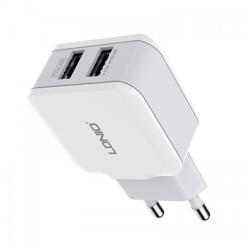 Sieninis įkroviklis LDNIO A2202, 2x USB, 12 W (baltas)-USB