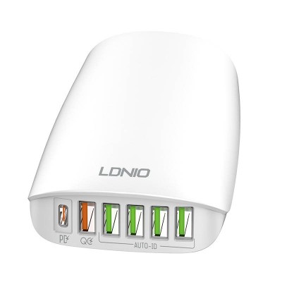 Sieninis įkroviklis LDNIO A6573C, 5x USB, 65W, 1,5 m