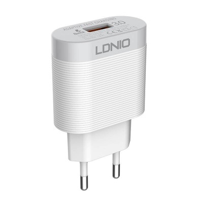 Sieninis įkroviklis LDNIO A303Q, USB-C, QC 3.0, 18 W