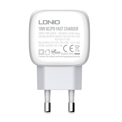 Sieninis įkroviklis LDNIO A2313C, USB + USB-C, PD + QC 3.0, 20