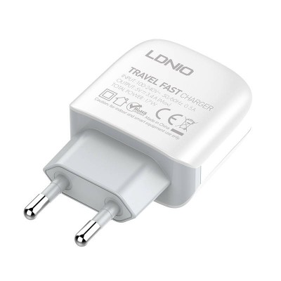 Sieninis įkroviklis LDNIO A3312, 3x USB, 17 W (baltas)-USB