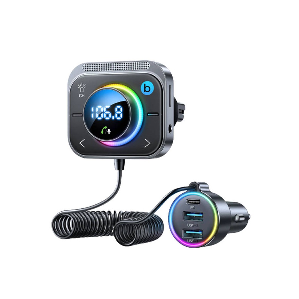 FM siųstuvas Joyroom JR-CL18, 2x USB + USB-C, 30 W