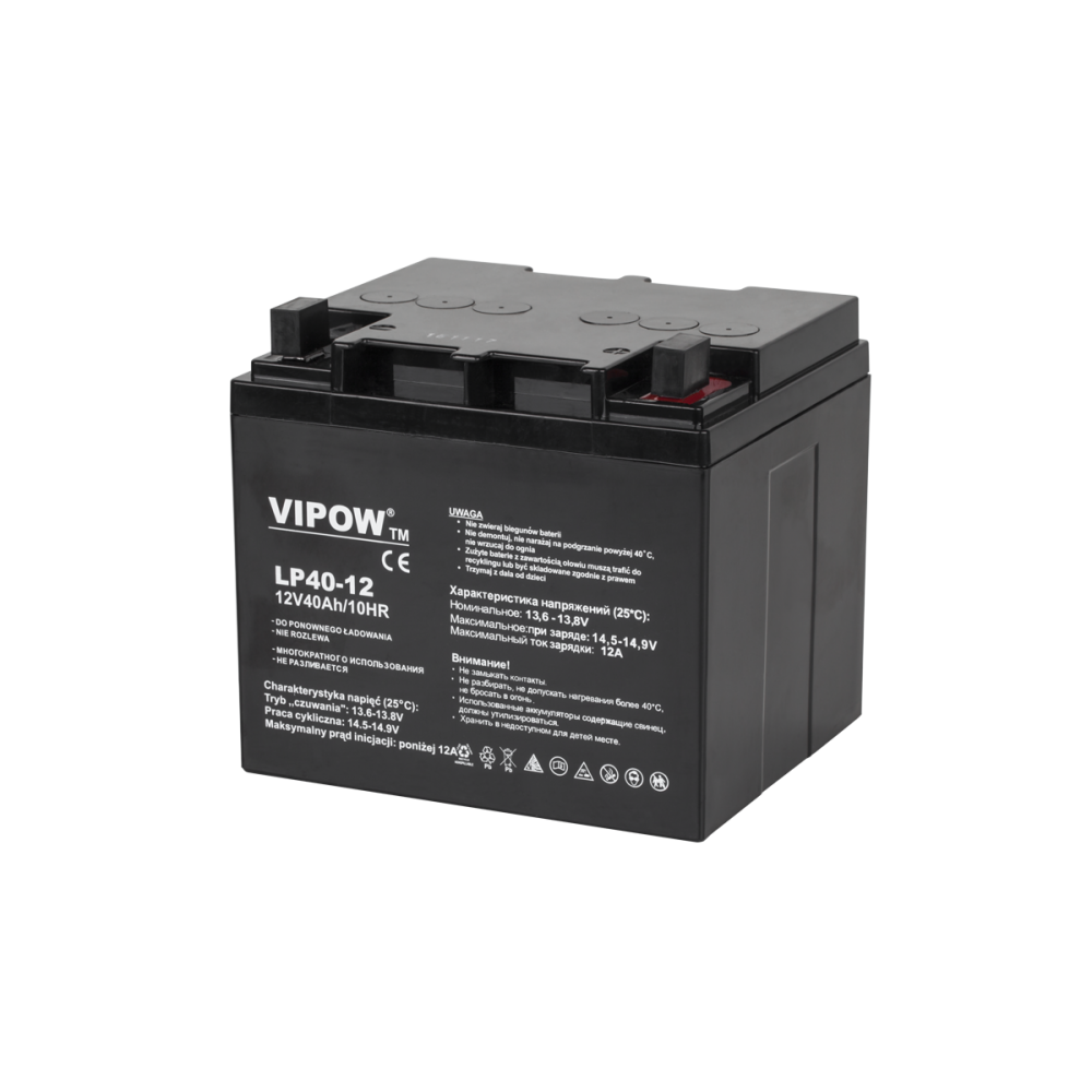 Akumulator żelowy VIPOW 12V 40Ah-Švino akumuliatoriai