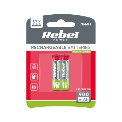Akumulatorki REBEL HR03 900 mAh Ni-MH 2szt/bl-Pagrindinis
