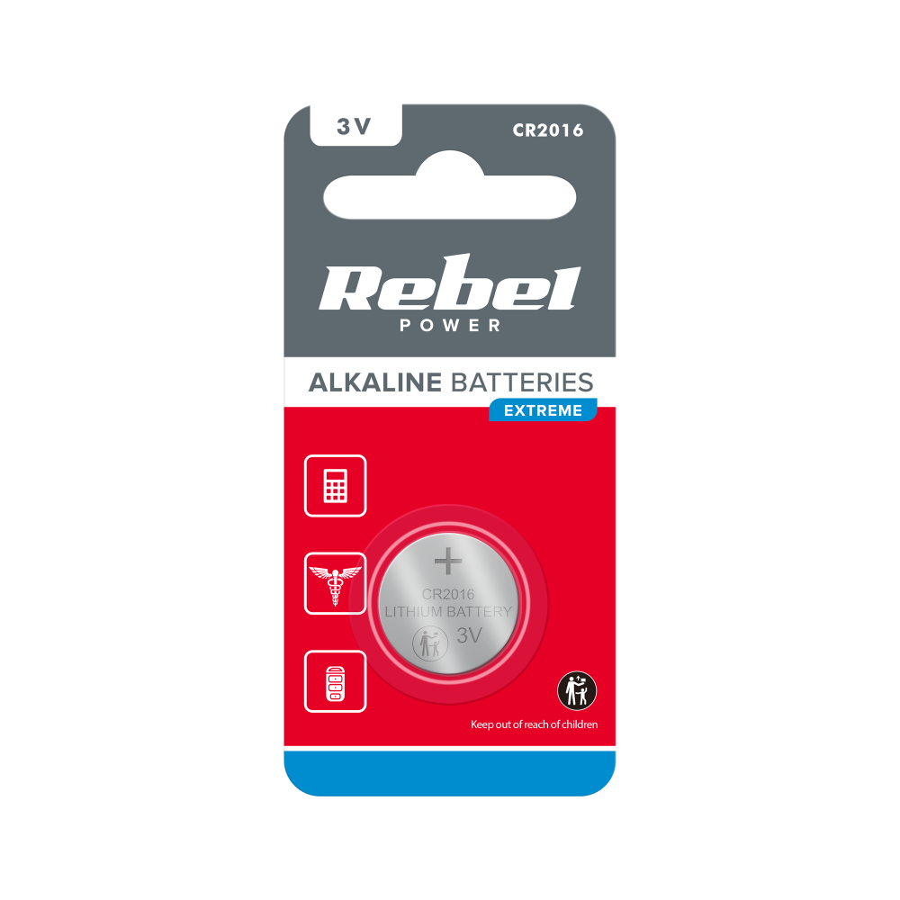 Bateria REBEL EXTREME CR2016 1szt/blist.-Pagrindinis Bateria REBEL EXTREME CR2016 1szt/blist.-Pagrindinis