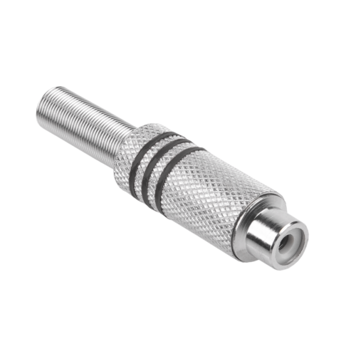 RCA lizdas sidabrinis 3 kabelių juostelės juodos