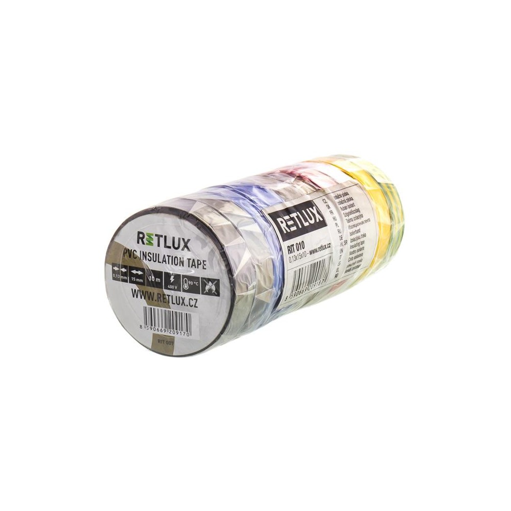 Izoliacinė juosta PVC 15/10m, spalvų rinkinys RETLUX RIT 010