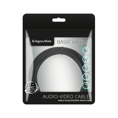 2RCA kabelis-2RCA 1m Kruger&Matz Basic-Kabeliai RCA