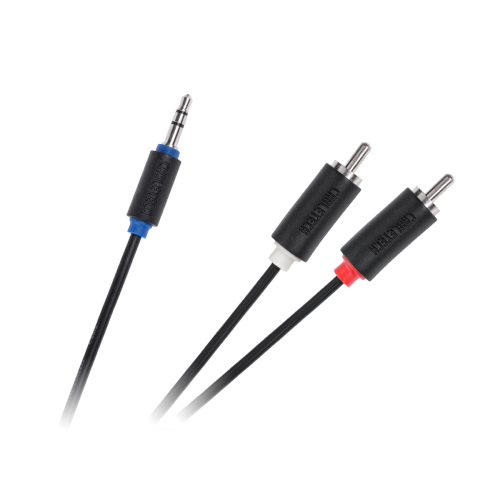 3,5 lizdo kabelis-2RCA 1,0 m Cabletech standartas-Kabeliai RCA