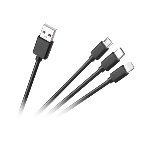 Jungiamasis kabelis 3in1, USB A - mikro/USB-C/Lightning 1,2