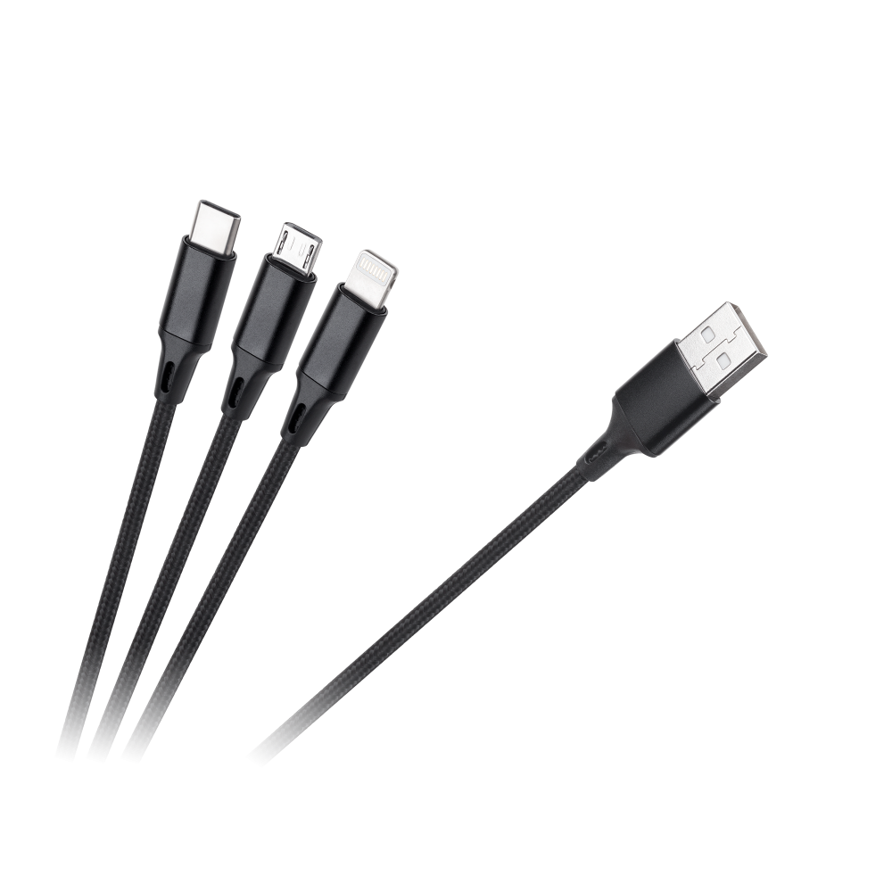 USB 3in1 microUSB, C tipo USB, "Lightning" kabelis 100