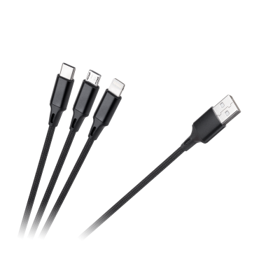 USB 3in1 microUSB, C tipo USB, "Lightning" kabelis 100