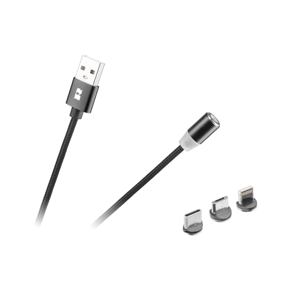 Magnetinis USB kabelis 3in1 microUSB, C tipo USB, "Lightning"