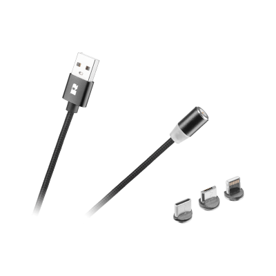 Magnetinis USB kabelis 3in1 microUSB, C tipo USB, "Lightning"
