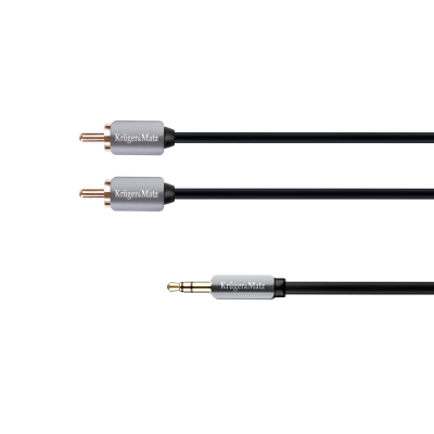 3,5 lizdo kabelis - 2RCA stereo 1,0 m Kruger&Matz-Kabeliai RCA