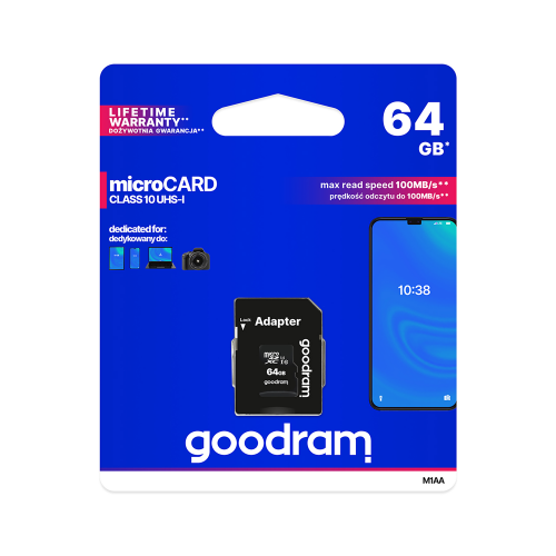 Atminties kortelė microSD 64GB UHS-Ir "Goodram" su