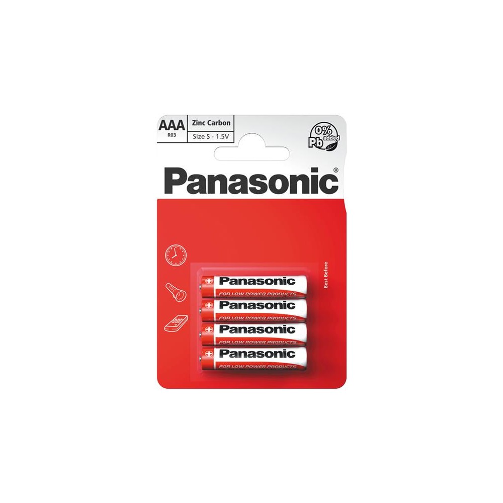 Baterija AAA (R03) Zn-Cl PANASONIC Raudonasis 4BP-ZnCl baterijos