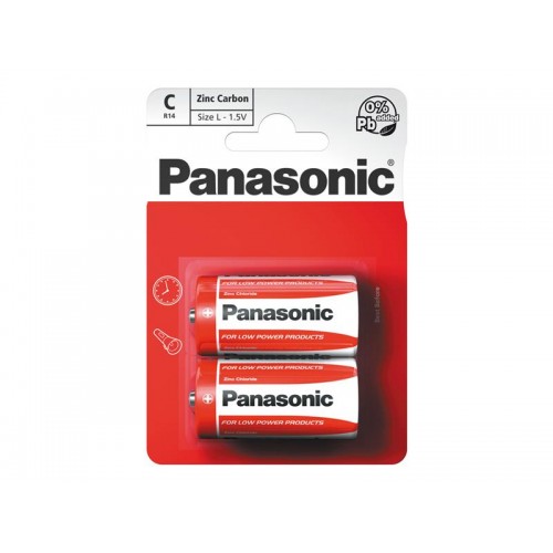 Baterija C (R14) Zn-Cl PANASONIC Raudonasis 2BP-ZnCl baterijos