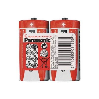 Baterija C (R14) Zn-Cl PANASONIC Raudona 2S-ZnCl baterijos