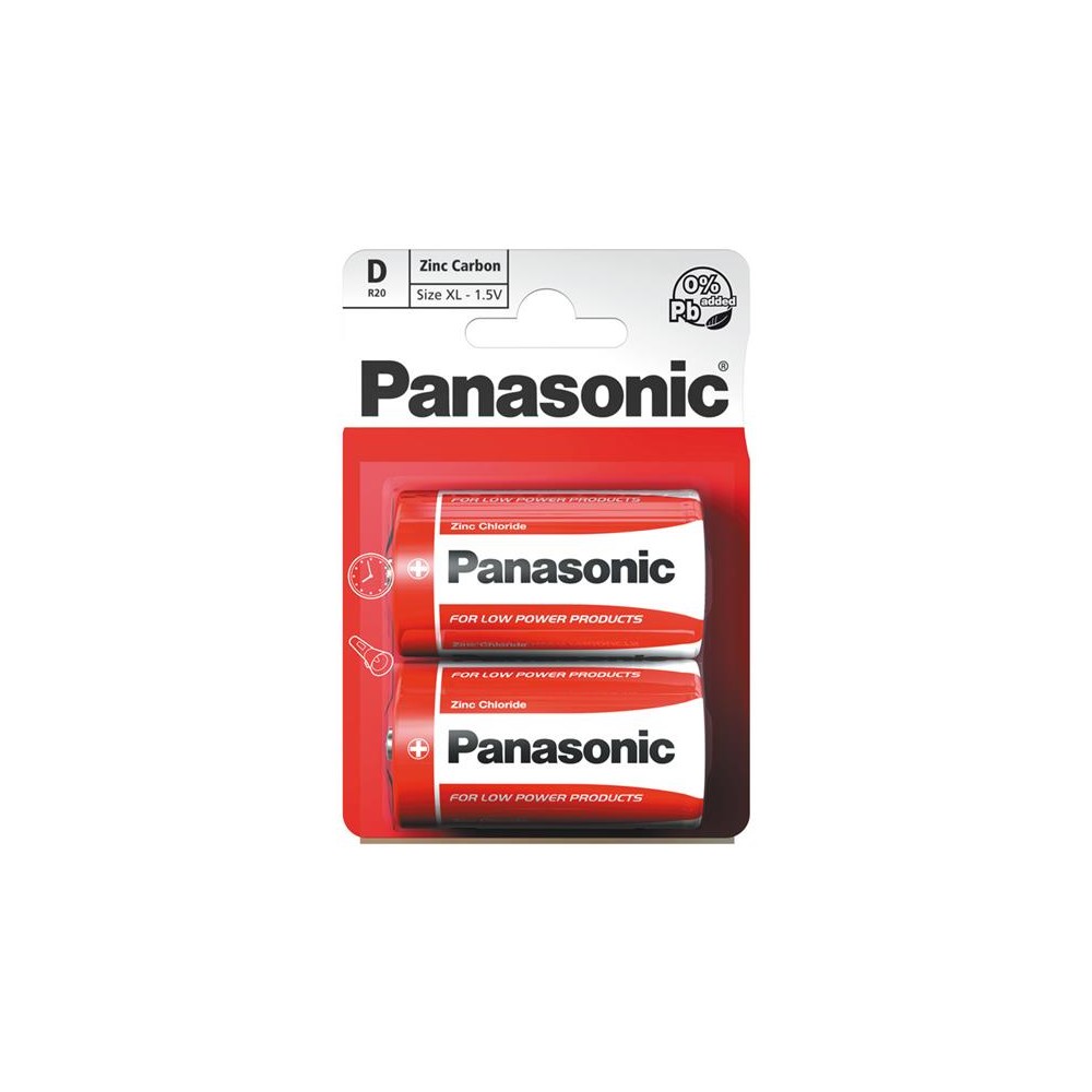 Baterija D (R20) Zn-Cl PANASONIC Raudonasis 2BP-ZnCl baterijos