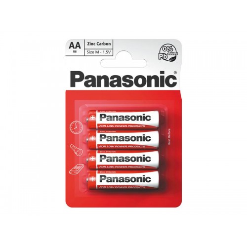 Baterija AA (R6) Zn-Cl PANASONIC Raudonasis 4BP-ZnCl baterijos