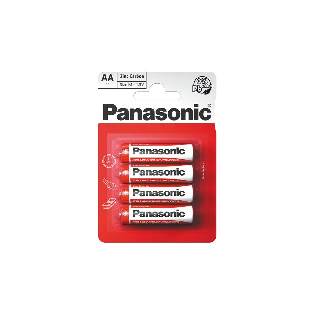 Baterija AA (R6) Zn-Cl PANASONIC Raudonasis 4BP-ZnCl baterijos