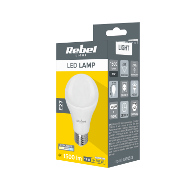 LED "Rebel" lempa A60 12W, E27, 6500K, 230V-LED lemputės