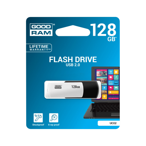 "Goodram" USB 2.0 atmintinė 128 GB, juoda-balta-USB atmintukai