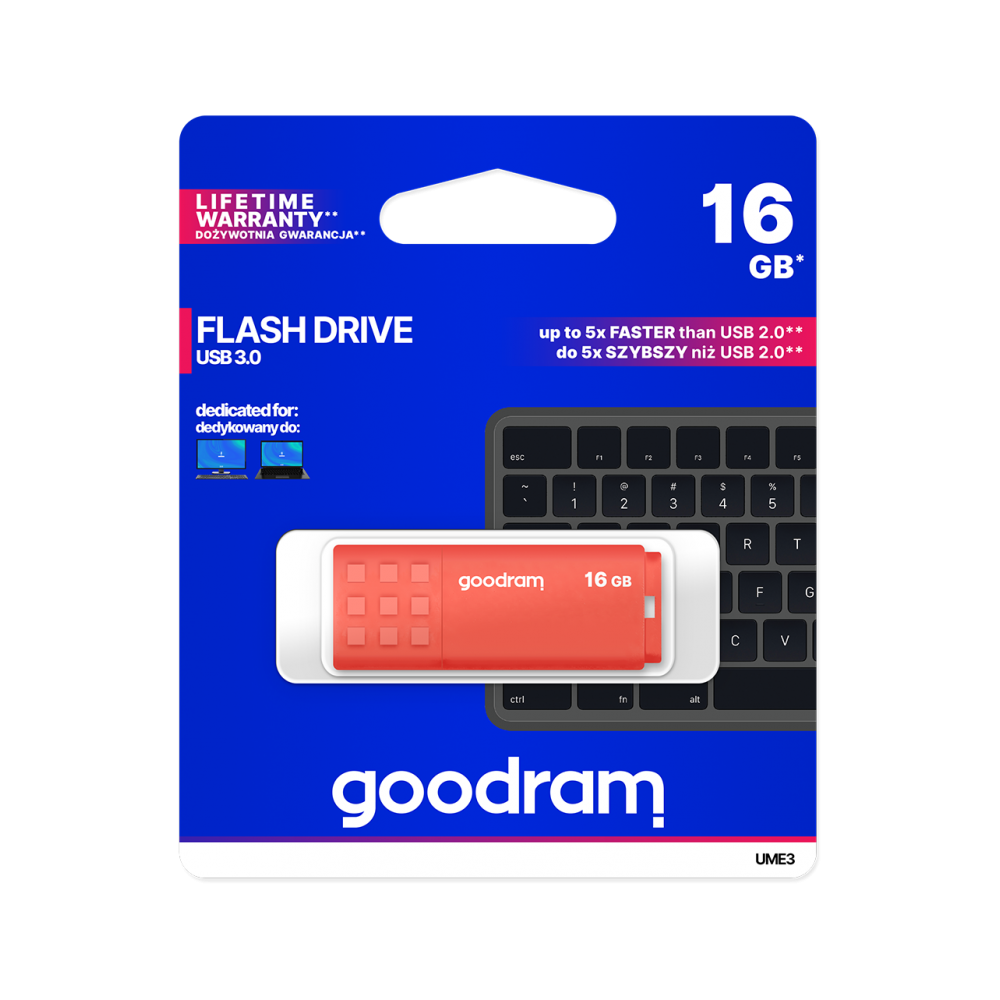 "Goodram" USB 3.0 atmintinė 16 GB oranžinė-USB atmintukai