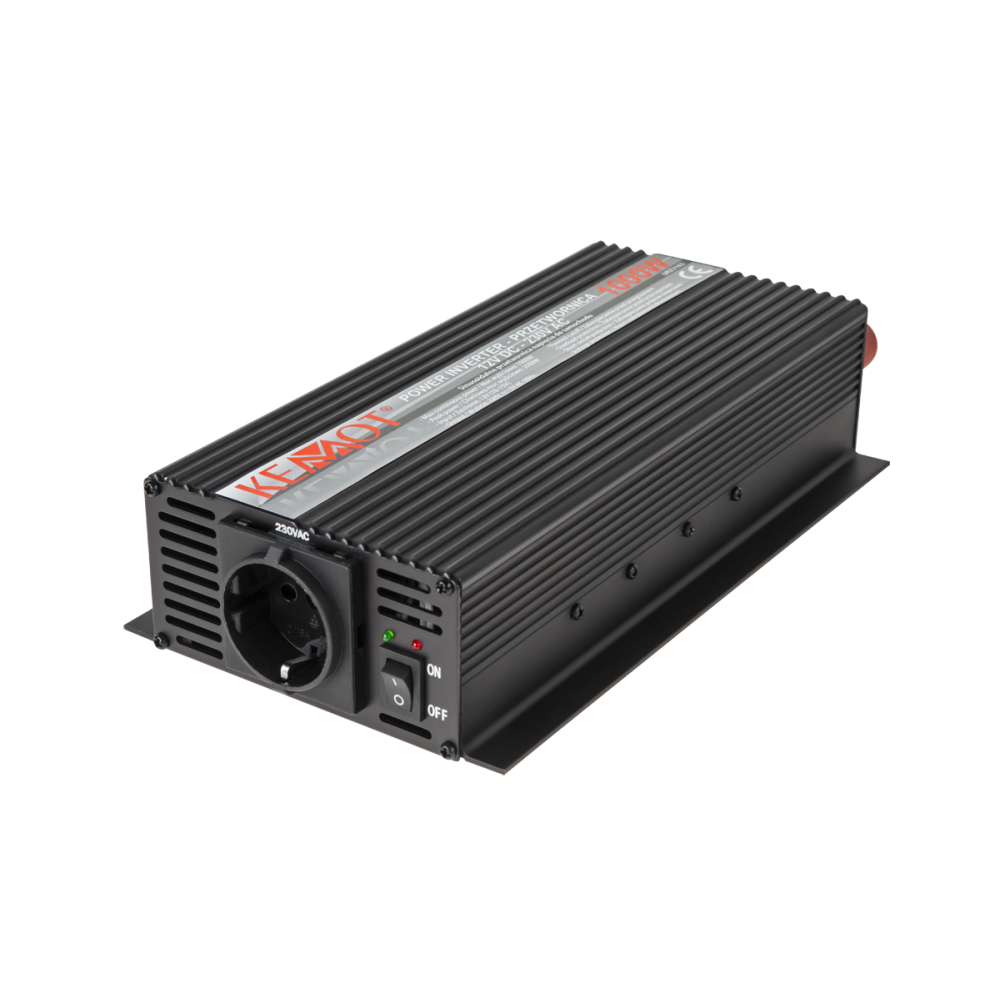 Inverteris KEMOT 24V/230V 1000W (F: vokiškas lizdas)-Inverteriai