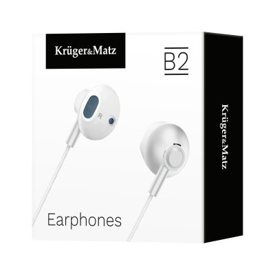Kruger&Matz B2 ausinės į ausis su mikrofonu, baltos