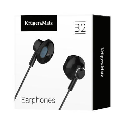 Kruger&Matz B2 ausinės į ausis su mikrofonu juodos
