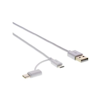 Kabelis SENCOR SCO 522-015 WH USB 2.0/A/M-Mikro B/C baltos