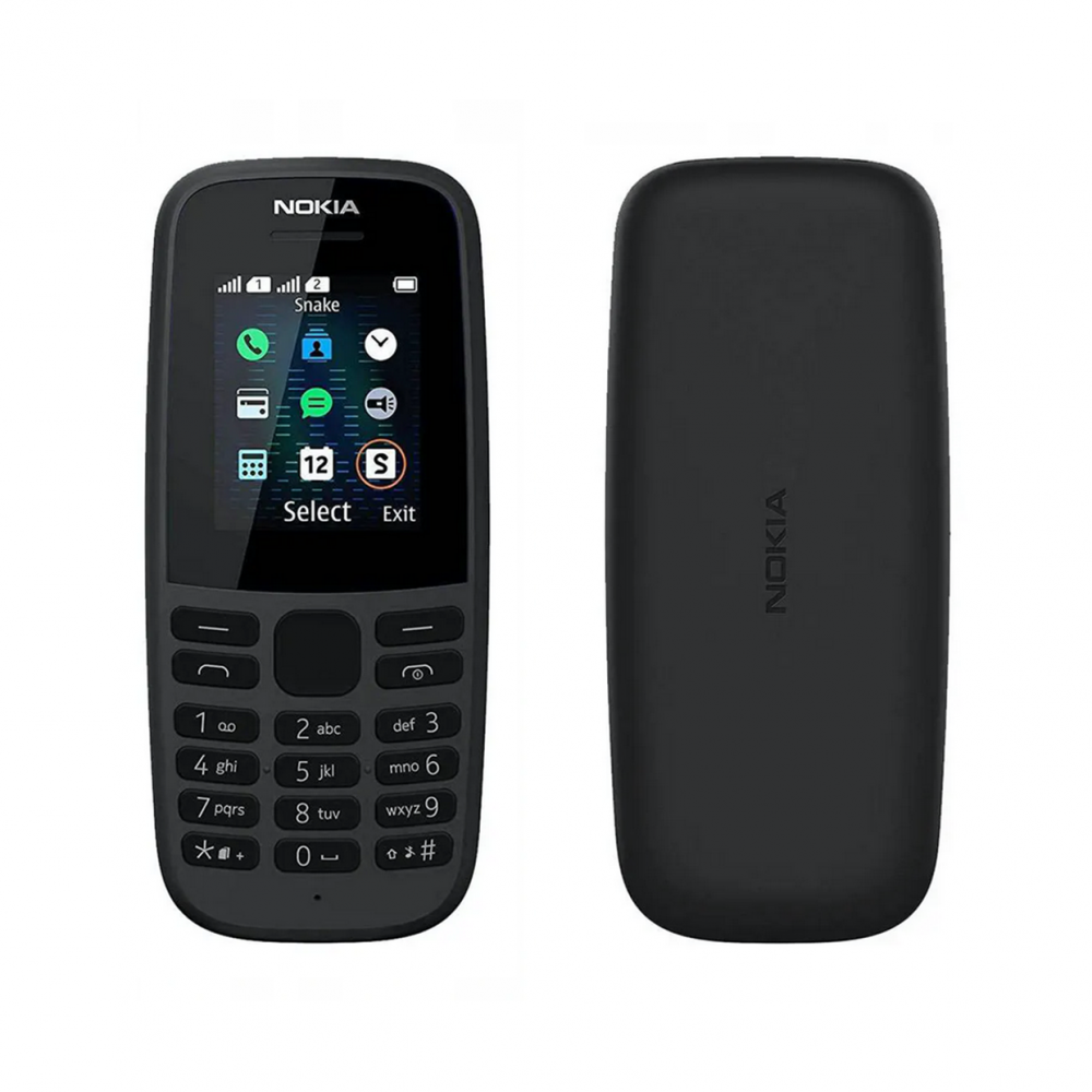 GSM telefonas Nokia 105 juodas-Telefonai su mygtukais