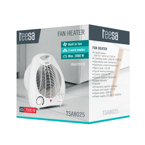 Ventiliatorinis šildytuvas TEESA (1000 W, 2000 W)-Pagrindinis