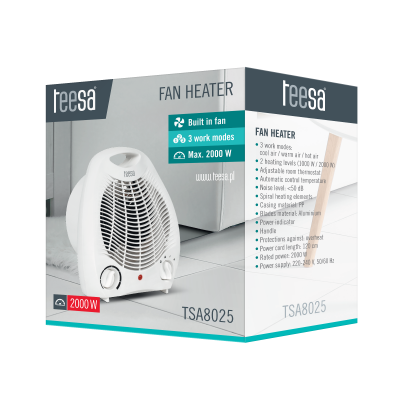 Ventiliatorinis šildytuvas TEESA (1000 W, 2000 W)-Pagrindinis