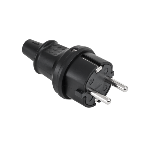 Vokiško tipo kištukas 16A/250V- IP44 (juoda guma)