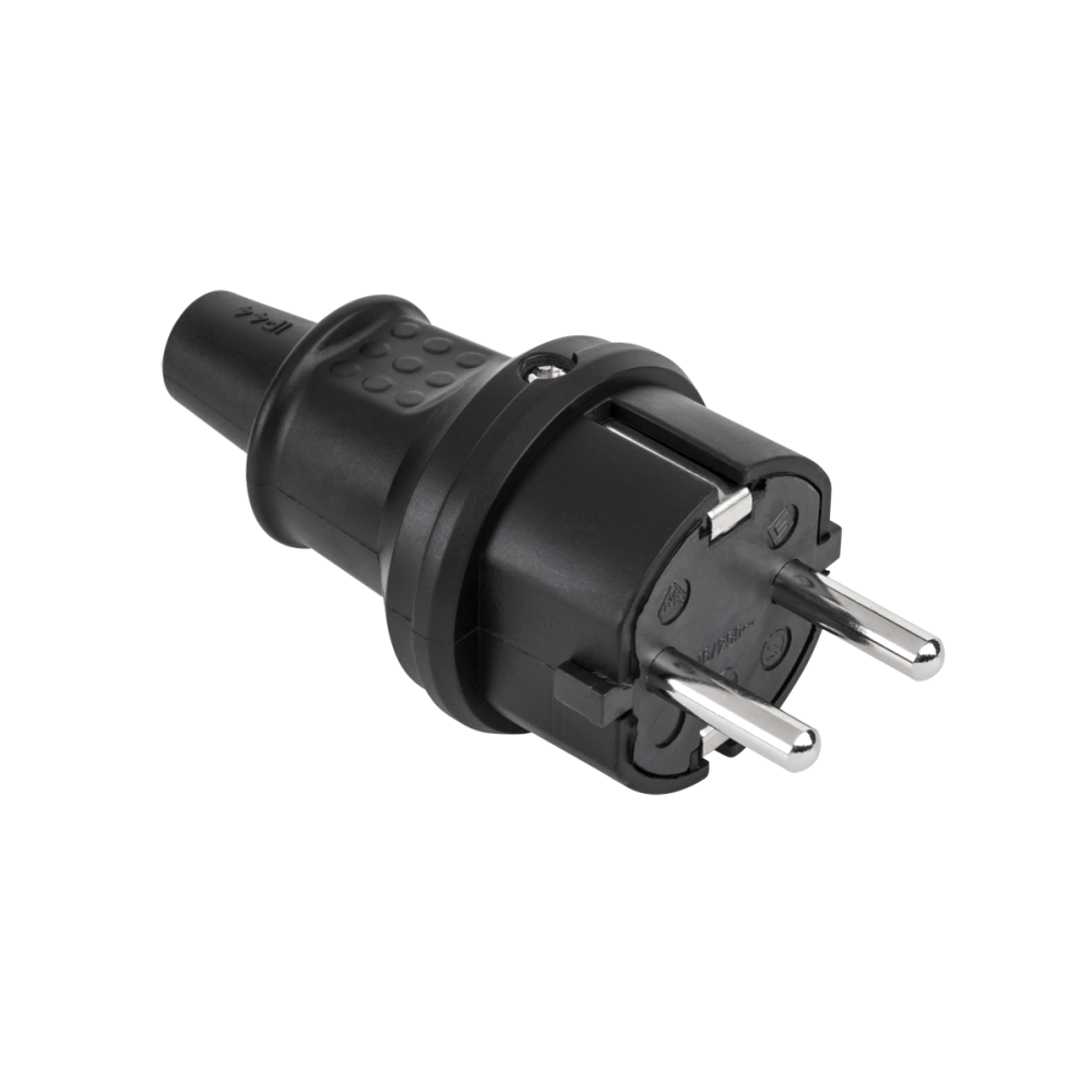 Vokiško tipo kištukas 16A/250V- IP44 (juoda guma)