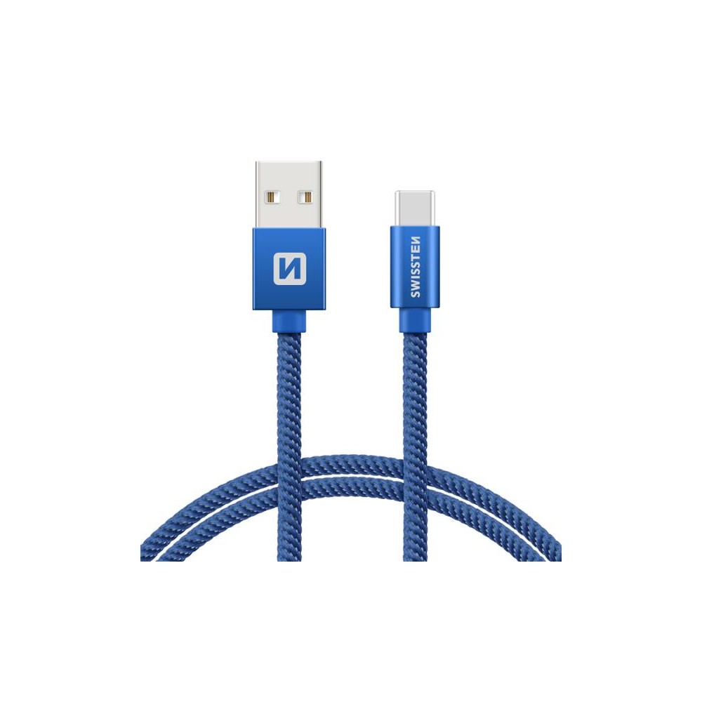 Kabelis SWISSTEN USB/USB-C 1,2 m mėlynos spalvos-Duomenų ir