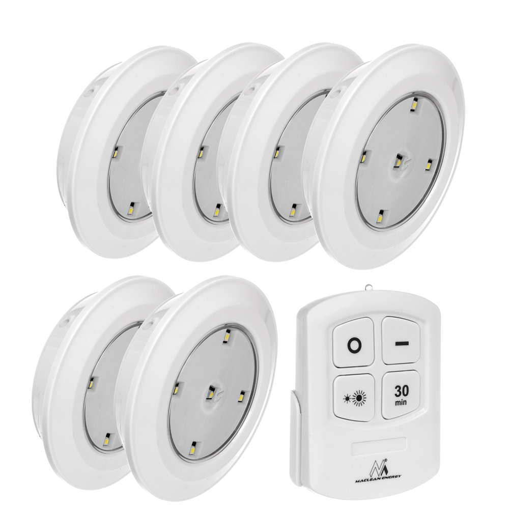 6 LED lempų, valdomų nuotolinio valdymo pulteliu, rinkinys