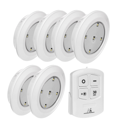 6 LED lempų, valdomų nuotolinio valdymo pulteliu, rinkinys