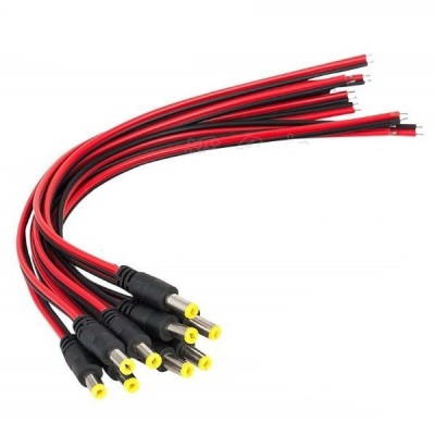 Nuolatinės srovės 5,5/2,1 mm lizdo jungtis su kabeliu - 220 mm