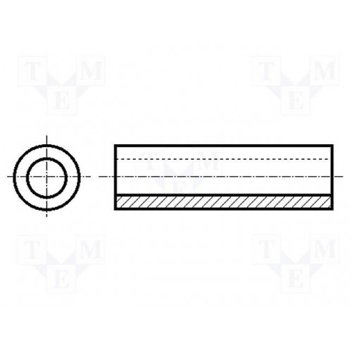 Įvorės tarpiklis 10 mm - 10 vnt - 3,2 mm skylė be sriegio -