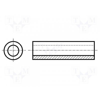 Įvorės tarpiklis 20 mm - 10 vnt - 3,2 mm skylė be sriegio -