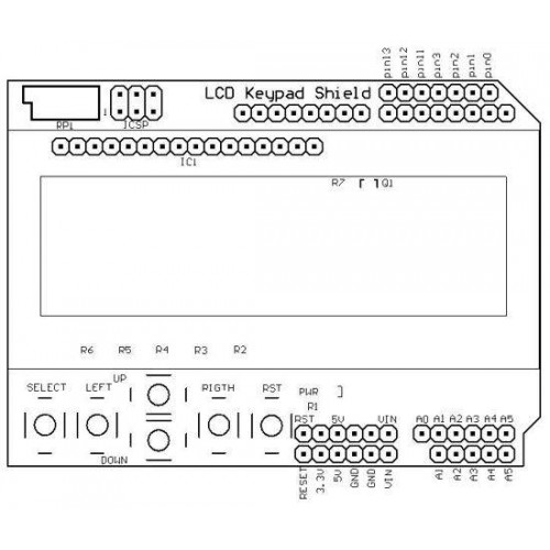 Ekrano modulio Shield LCD 2x16 - ekranas ir