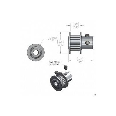 Pavara GT2 20 dantų 5 mm - "RepRap" 3D CNC spausdintuvas-