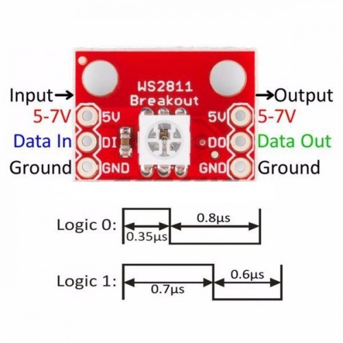 LED modulis - WS2812 RGB LED - aukso kaiščio jungtis -