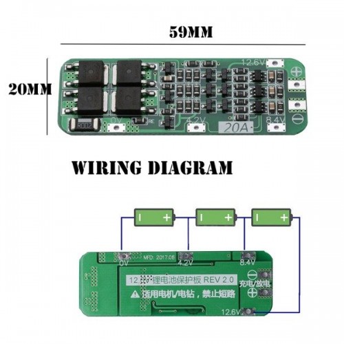 BMS PCM PCB įkrovimo ir apsaugos modulis ličio